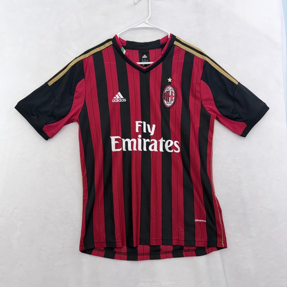 Adidas AC Milan Soccer Jersey Mens M Red Fly Emirates 2013